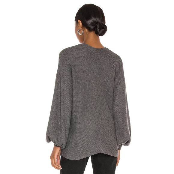 1. State Balloon Sleeve Ribbed V-Neck Pullover Sweater Medium Grey XS NEW - Picture 9 of 9